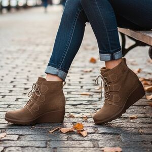 Sorel Women's Toronto Lace Up Wedge Ankle Boots Waterproof Suede